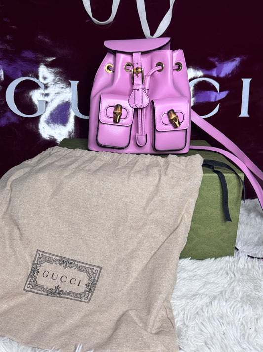 Gucci Bamboo Rucksack Small Pink Leather Backpack
